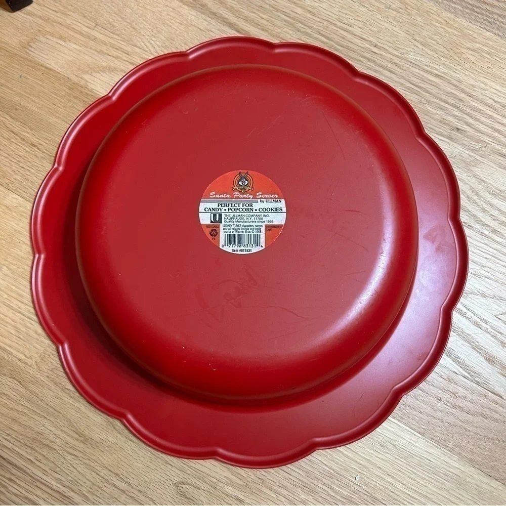 Vintage Looney Tunes Santa Party Server Bowl Christmas Bugs Bunny Pepe Le Pew
